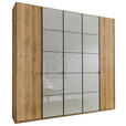 DREHTÜRENSCHRANK 250/216/58 cm,  in Champagner, Eiche Bianco, 5-türig  - Schieferfarben/Eiche Bianco, Design, Glas/Holzwerkstoff (250/216/58cm) - Novel