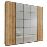 DREHTÜRENSCHRANK  in Champagner, Eiche Bianco  - Schieferfarben/Eiche Bianco, MODERN, Glas/Holzwerkstoff (250/216/58cm) - Novel