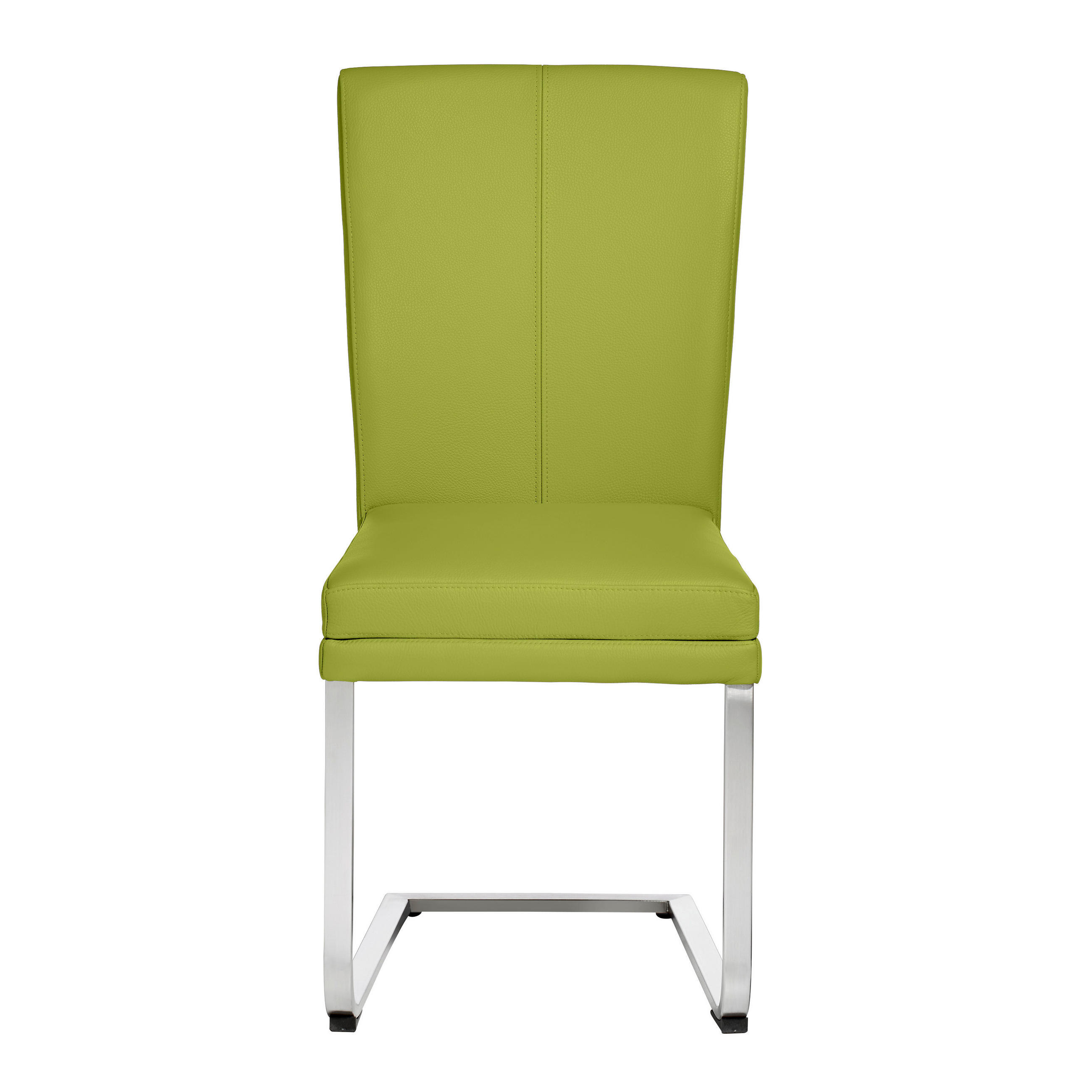 SCHWINGSTUHL  in Edelstahl Echtleder pigmentiert  - Edelstahlfarben/Hellgrün, Design, Leder/Metall (44/98/58cm) - Valdera