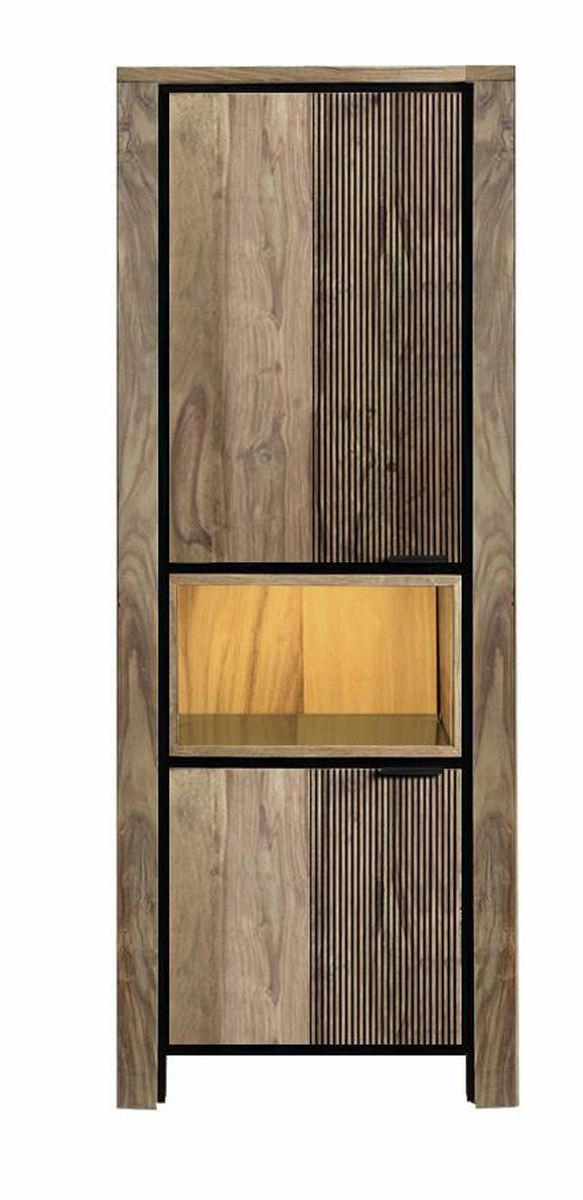 VITRÍNA, indický palisander, prírodná farba, 75/180/40 cm - prírodná farba, Modern, kov/drevo (75/180/40cm) - Livetastic
