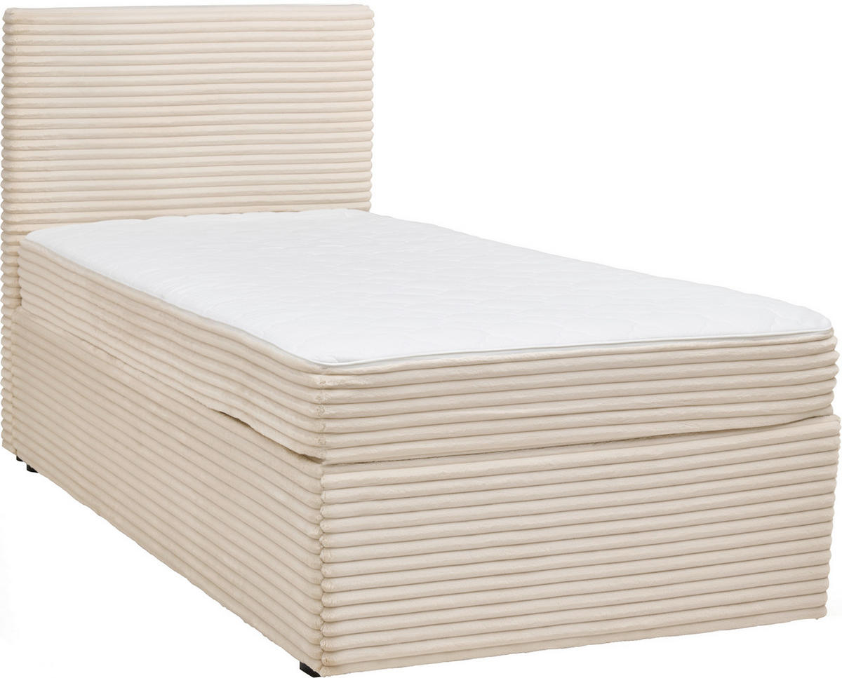 BOXBETT 100/200 cm,  in Beige, H3 = fest  - Beige/Schwarz, MODERN, Holz/Textil (100/200cm) - MID.YOU