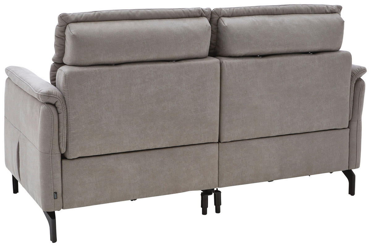 2-SITZER-SOFA Lederlook Hellgrau  - Hellgrau/Schwarz, KONVENTIONELL, Textil/Metall (194/103/92cm) - Dieter Knoll