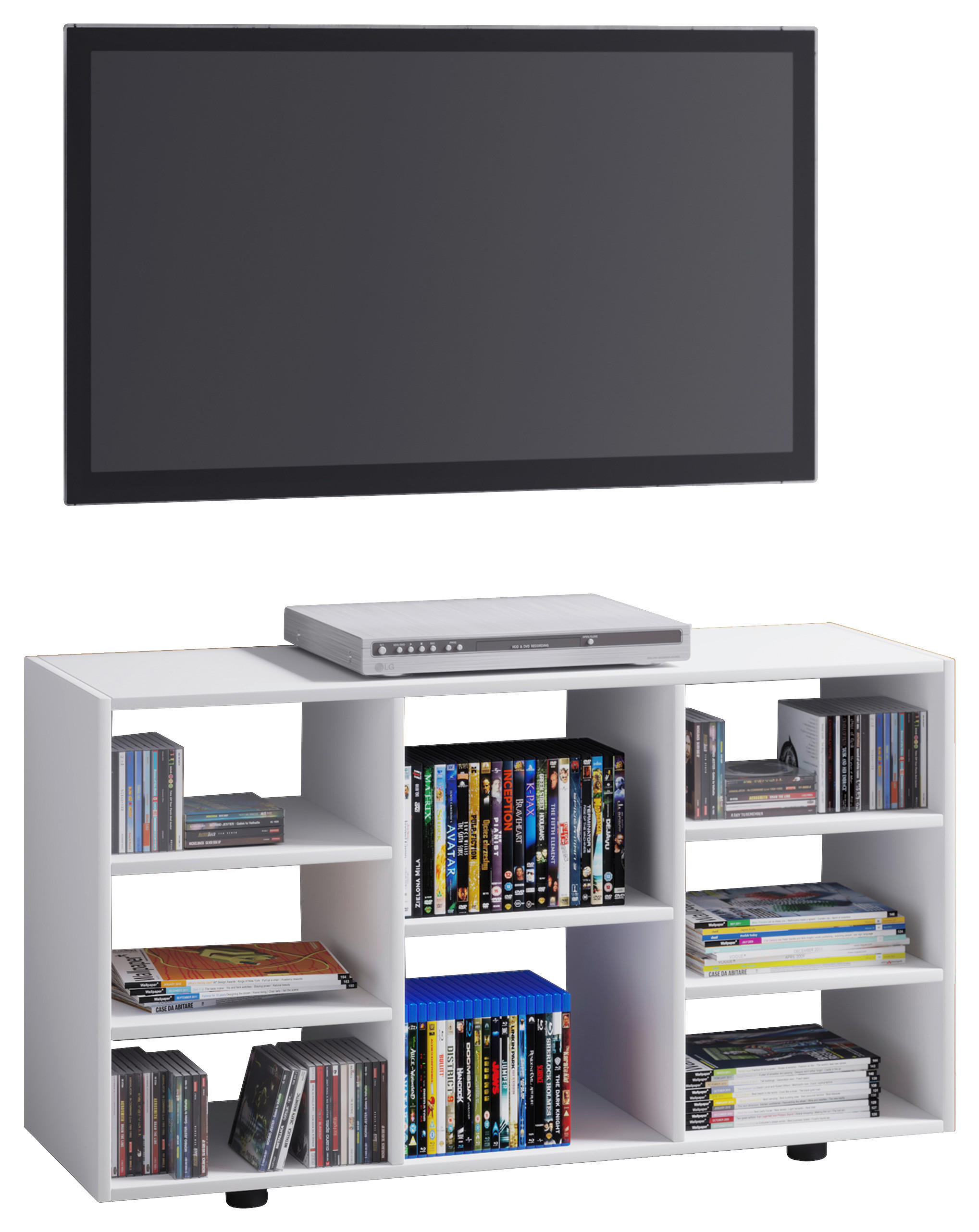 TV-BÄNK 114/60/40 cm - vit/svart, Modern, trämaterial/plast (114/60/40cm) - MID.YOU