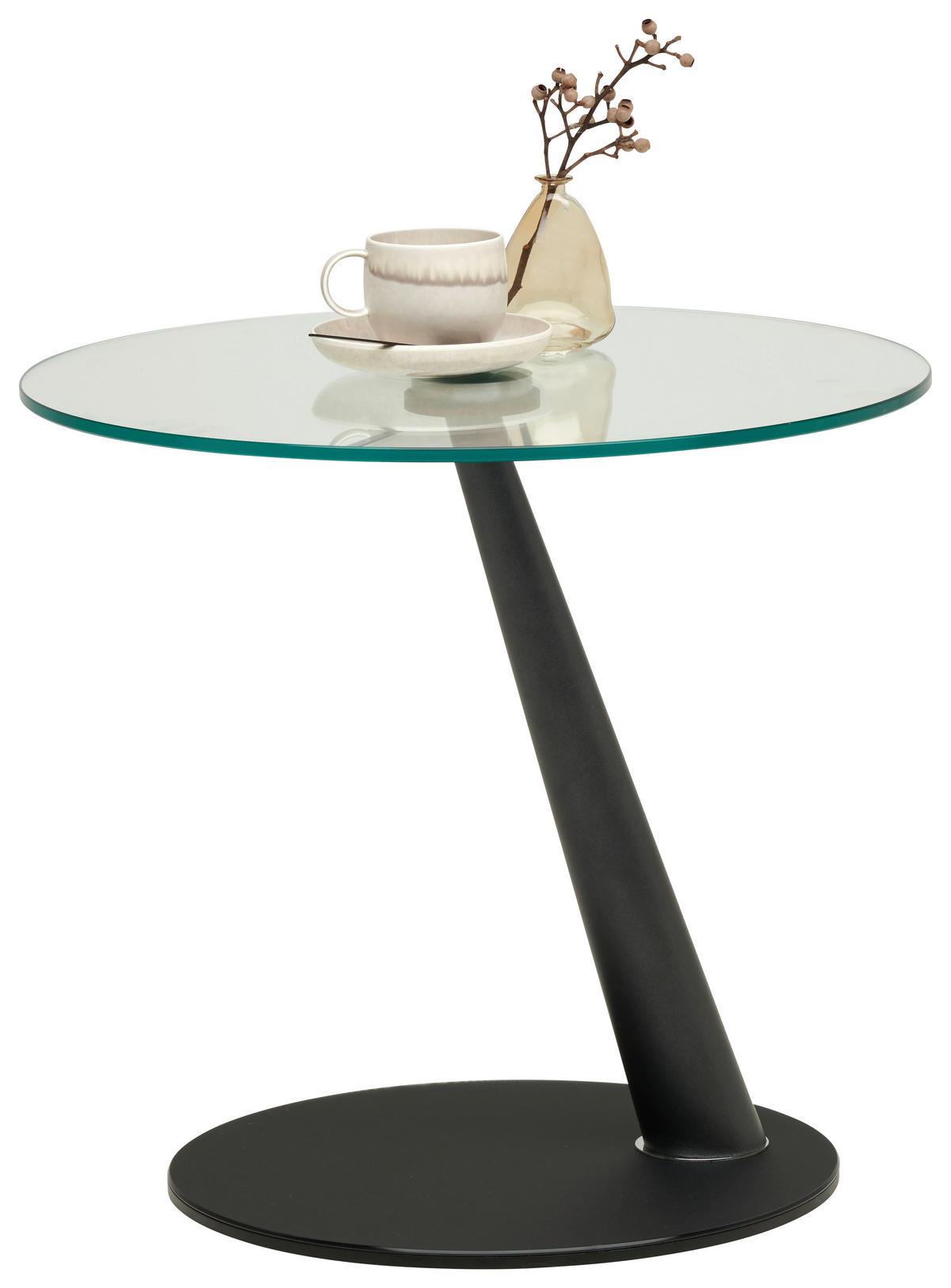 BEISTELLTISCH in Metall, Glas 60/60/55 cm  - Klar/Schwarz, Design, Glas/Metall (60/60/55cm) - Naos