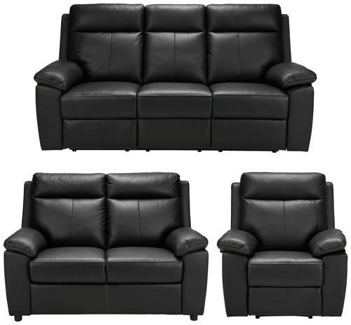 Xora SEDACÍ SOUPRAVA 3+2+1, textil, kůže, černá