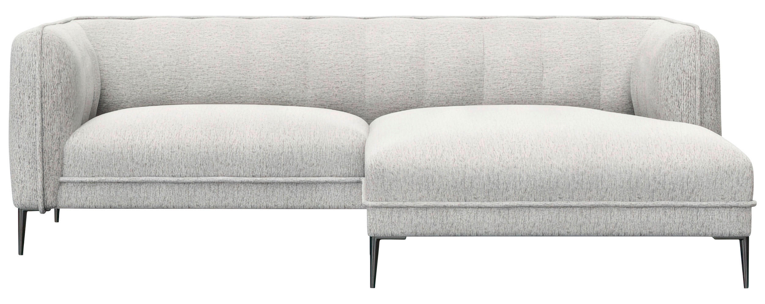 ECKSOFA Hellgrau Webstoff, Flachgewebe, Chenille - Hellgrau/Schwarz, Design, Holz/Textil (211/149cm) - Livetastic