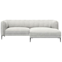 ECKSOFA Hellgrau Webstoff, Flachgewebe, Chenille  - Hellgrau/Schwarz, Design, Holz/Textil (211/149cm) - Livetastic