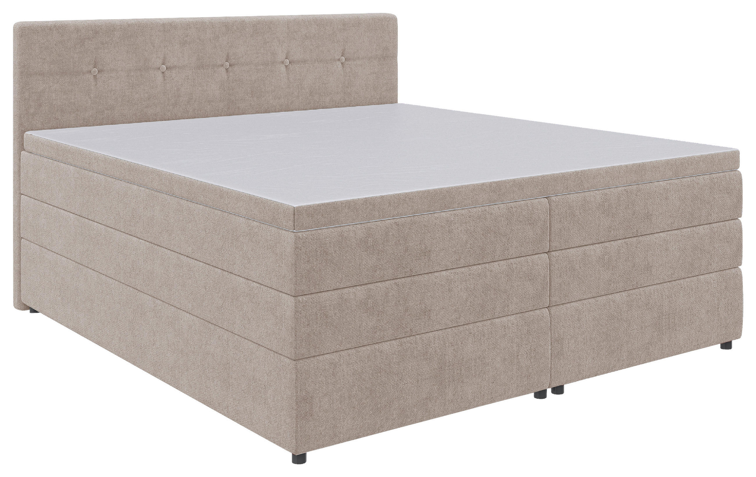 BOXSPRINGBETT 200/200 cm  in Beige  - Beige/Schwarz, Konventionell, Kunststoff/Textil (200/200cm) - Carryhome