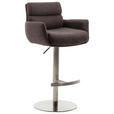 BARHOCKER in Edelstahlfarben, Cappuccino  - Edelstahlfarben/Cappuccino, Design, Textil/Metall (54/84/52cm) - Dieter Knoll