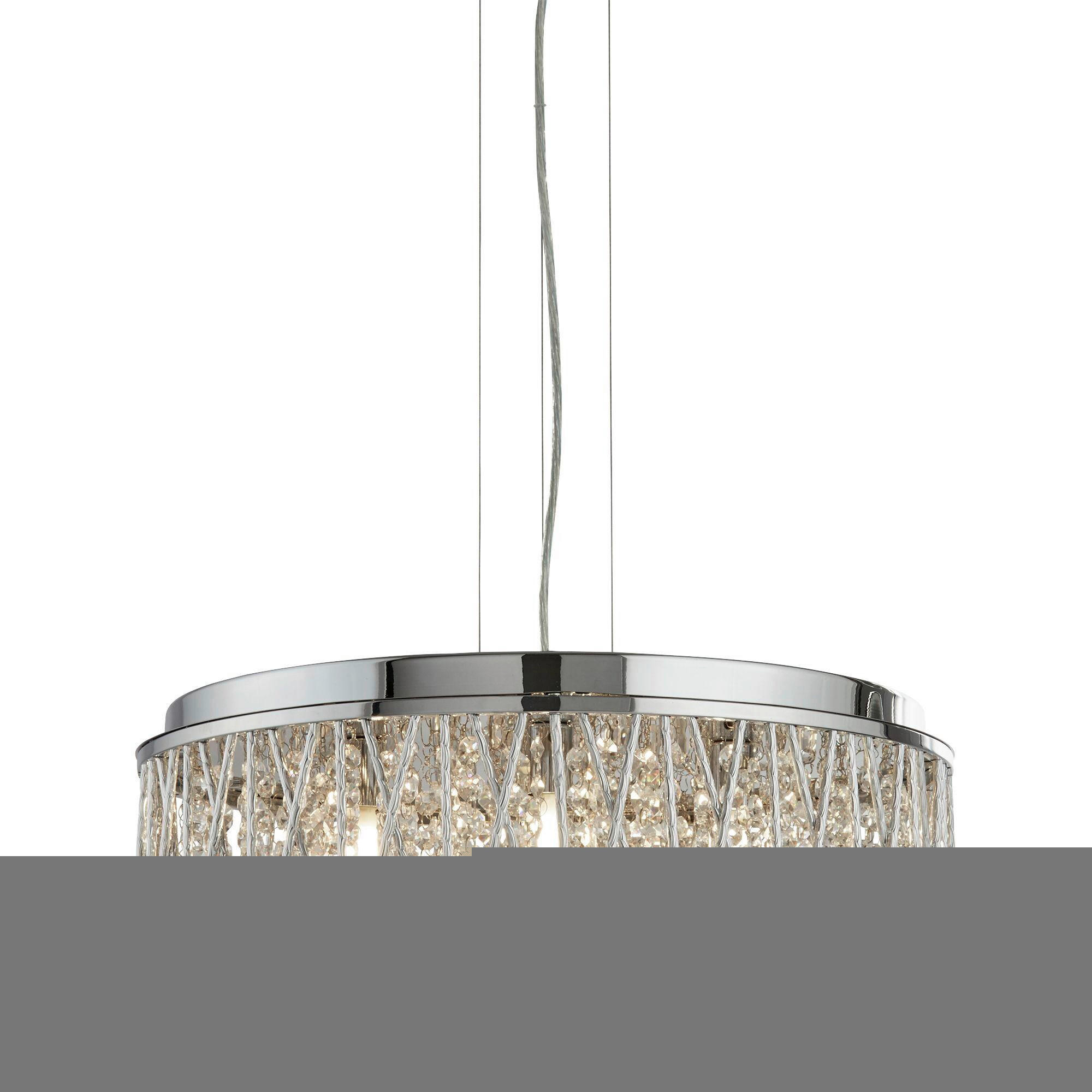 KRISTALL-HÄNGELEUCHTE 48/135 cm   - Chromfarben, KONVENTIONELL, Glas/Metall (48/135cm)