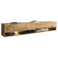 LOWBOARD A180 180/30/32 cm  stehend, hängend, Beleuchtung, in verschiedenen Holzdekoren erhältlich  - Eiche Wotan/Grau, Lifestyle, Holzwerkstoff/Kunststoff (180/30/32cm) - P & B