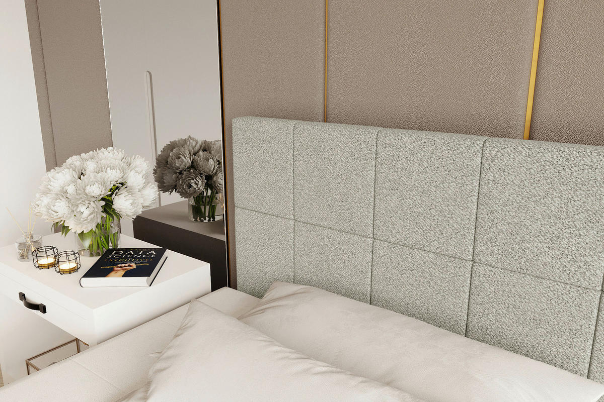 BOXBETT 120/200 cm,  in Hellgrau, Matratze, Topper, Bettschublade, H3 = fest  - Hellgrau/Schwarz, KONVENTIONELL, Kunststoff/Textil (120/200cm) - Boxxx