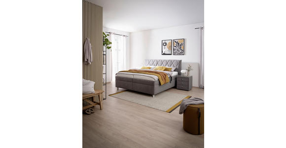 POLSTERBETT Matratze, Lattenrost, Bettkasten, motorische Verstellbarkeit Grau 180/200 cm  - Silberfarben/Weiß, KONVENTIONELL, Holz/Textil (180/200cm) - Esposa