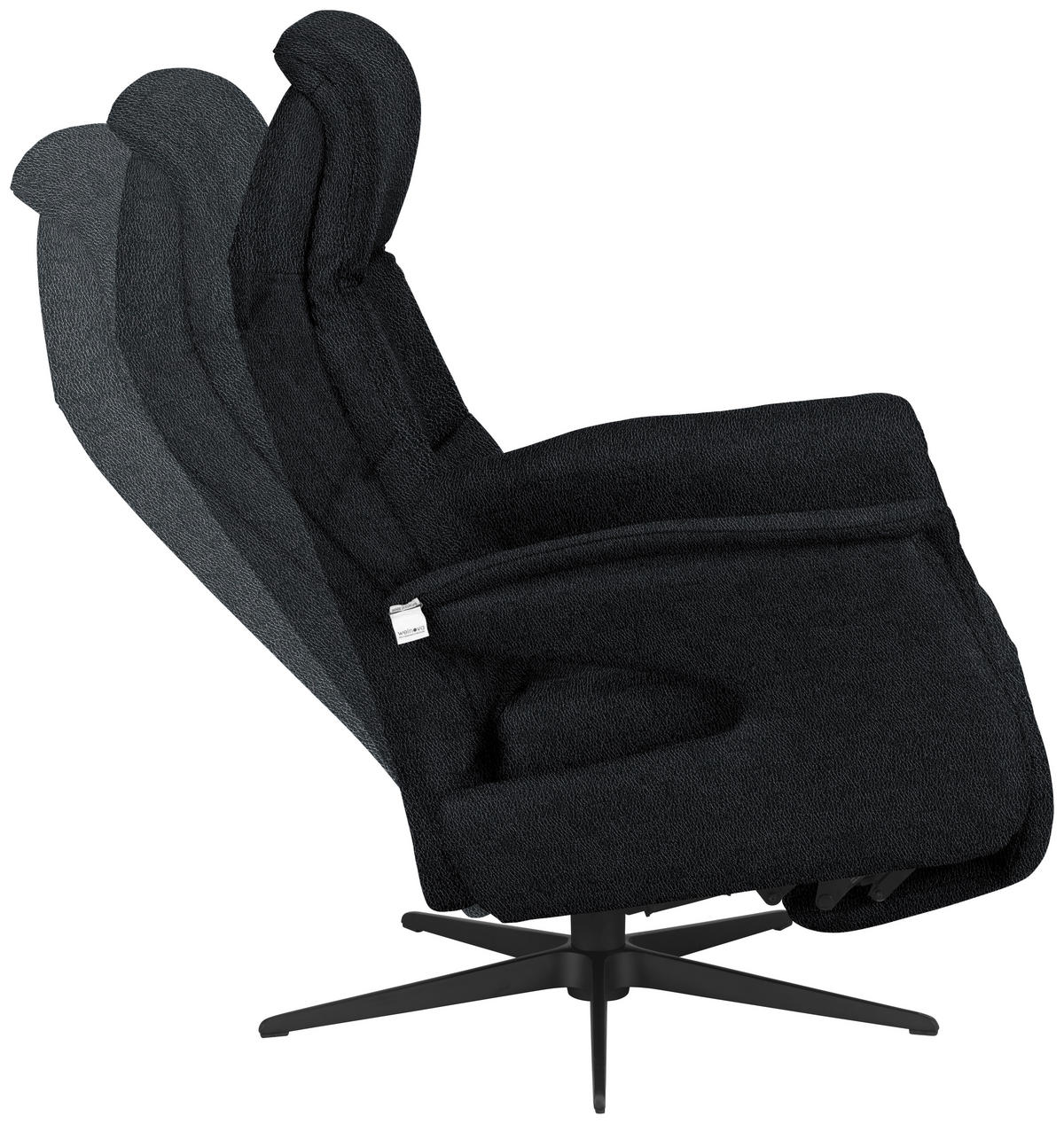 RELAXSESSEL in Leder Schwarz  - Schwarz, Design, Leder/Metall (74/105/83cm) - Welnova