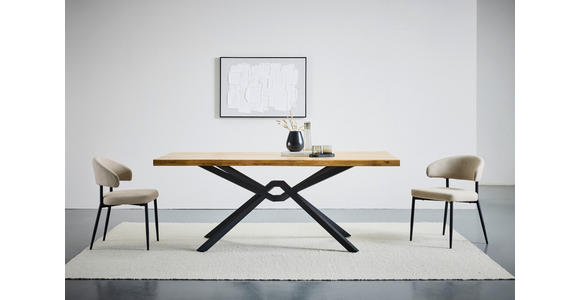 ESSTISCH in Holz, Metall 200/100/76 cm - Eichefarben/Schwarz, LIFESTYLE, Holz/Metall (200/100/76cm) - Landscape