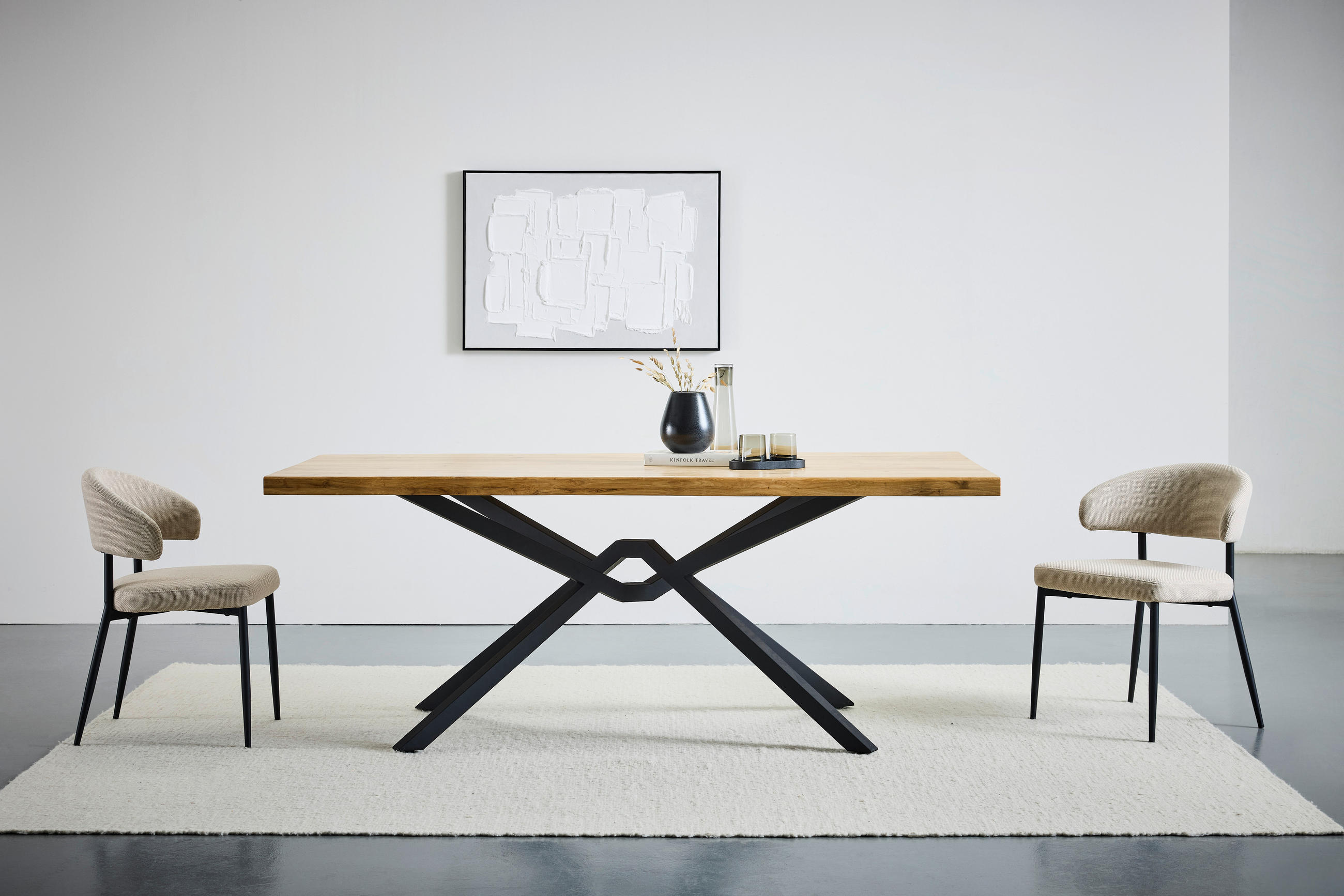 ESSTISCH in Holz, Metall 200/100/76 cm  - Eichefarben/Schwarz, LIFESTYLE, Holz/Metall (200/100/76cm) - Landscape