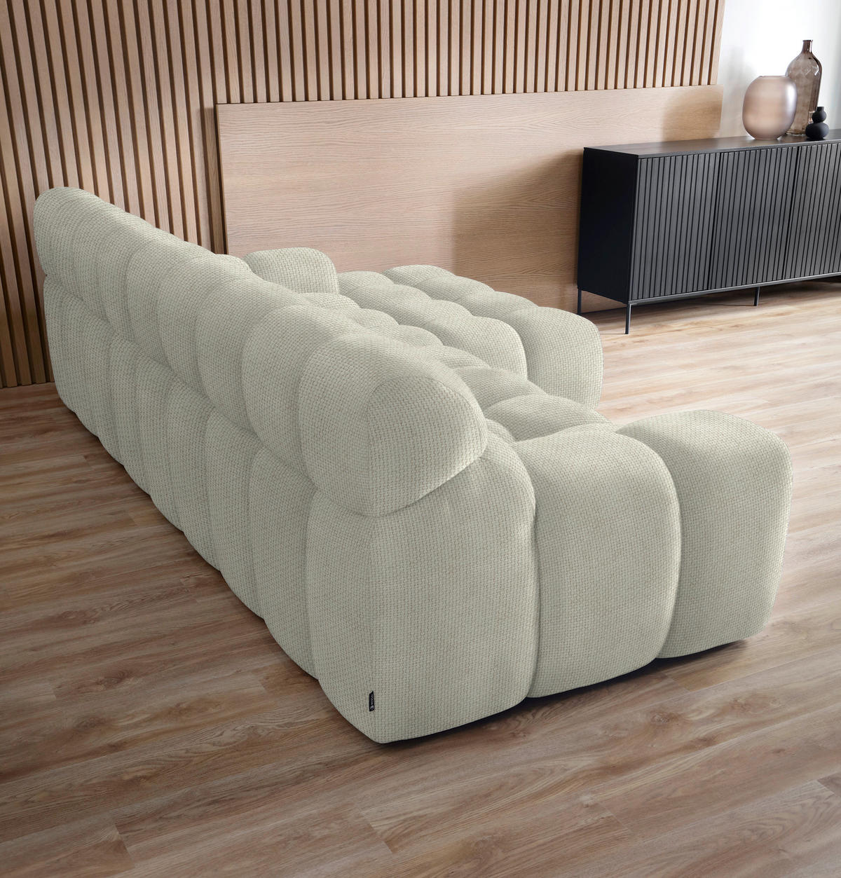 ECKSOFA Naturfarben Webstoff  - Schwarz/Naturfarben, MODERN, Kunststoff/Textil (297/180cm) - Welnova