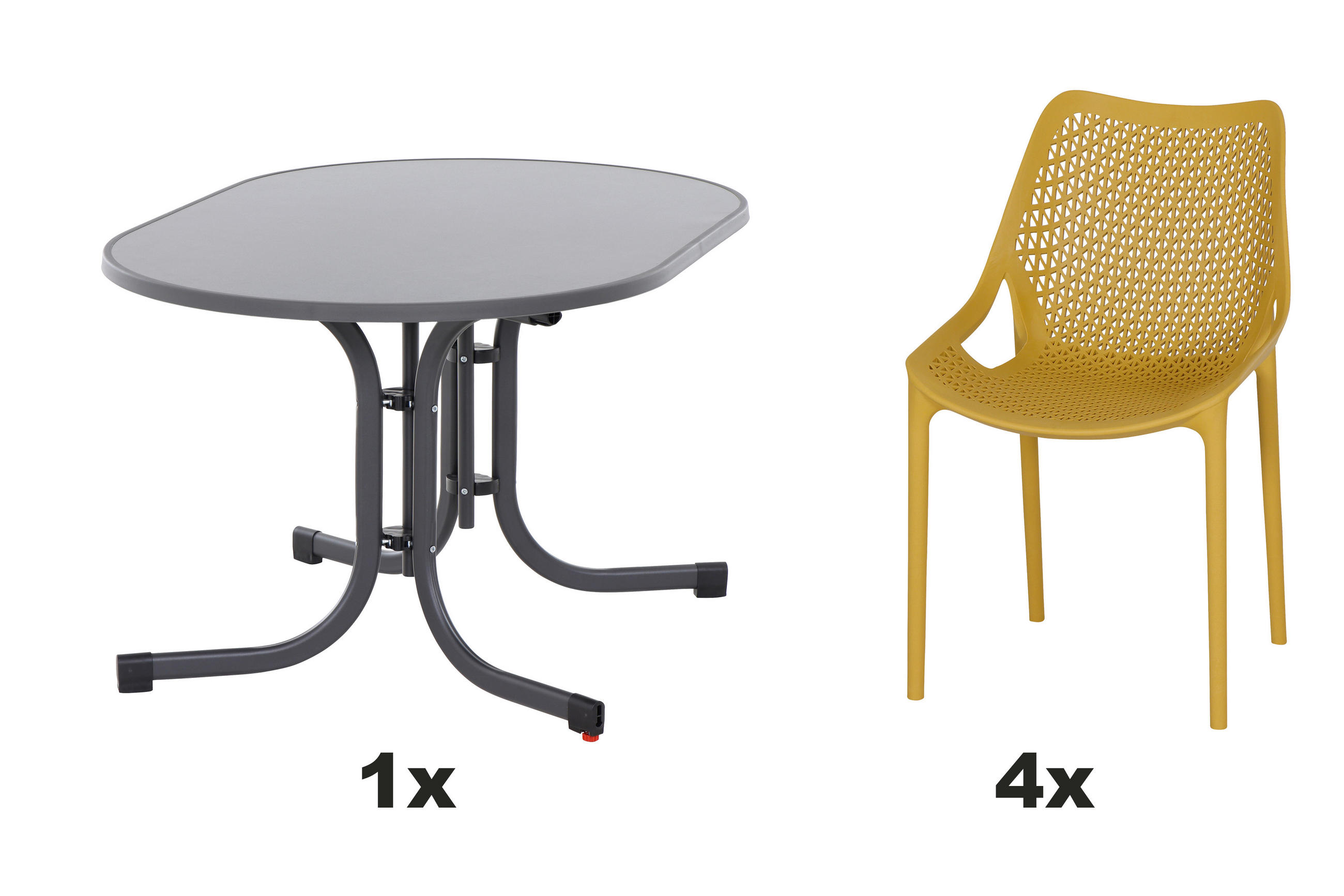 GARTENGARNITUR 5-teilig  - Anthrazit/Senfgelb, Basics, Holzwerkstoff/Kunststoff (90/81/140cm) - Siena Garden