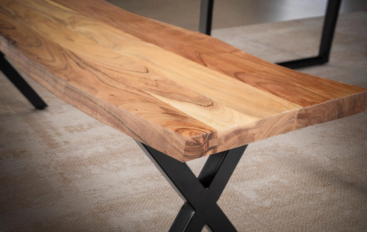 SITZBANK in Holz Akaziefarben  - Schwarz/Akaziefarben, Modern, Holz/Metall (140/45,5/40cm) - MID.YOU