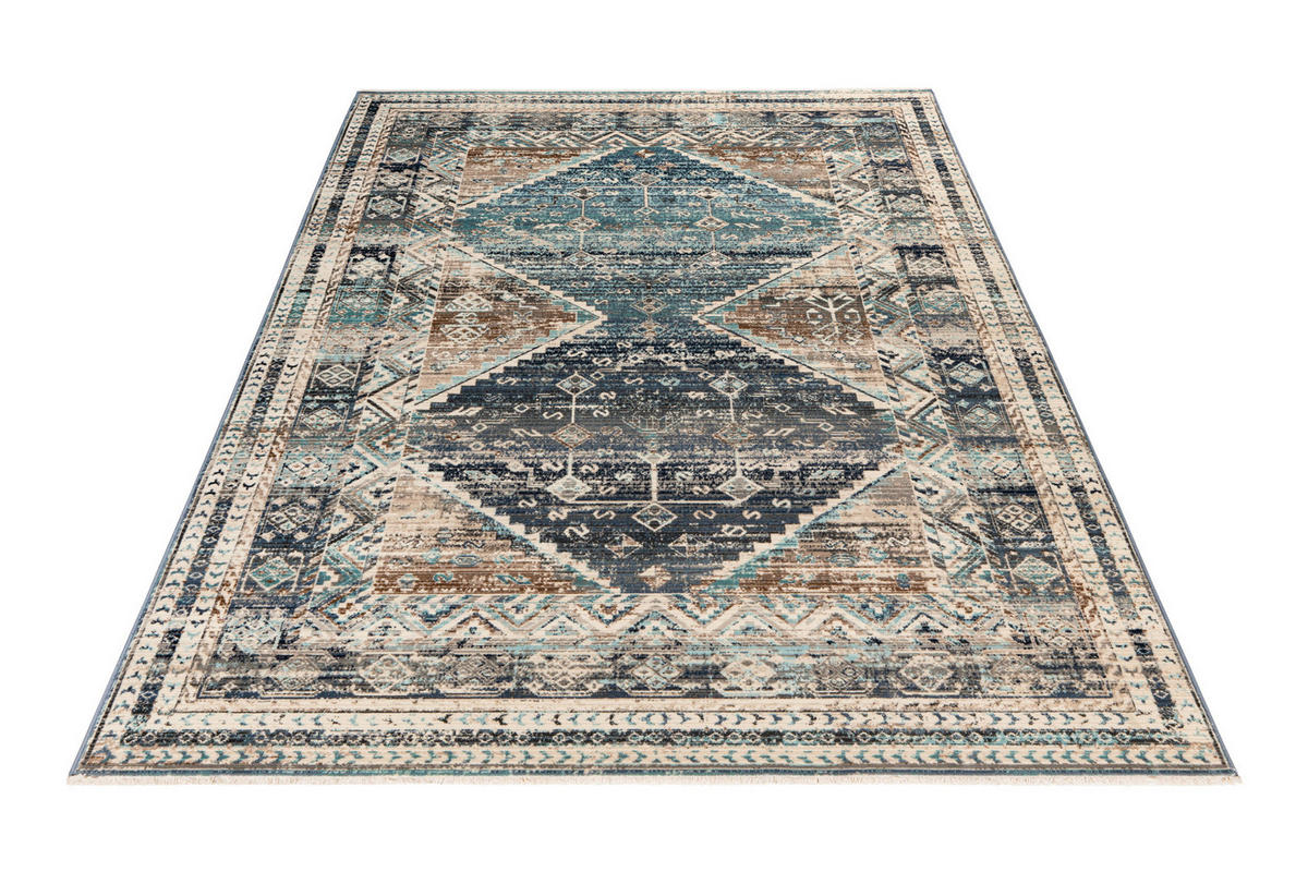 VINTAGE-TEPPICH 40/60 cm My Inca Beige, Dunkelblau  - Beige/Dunkelblau, Design, Textil (40/60cm) - Obsession