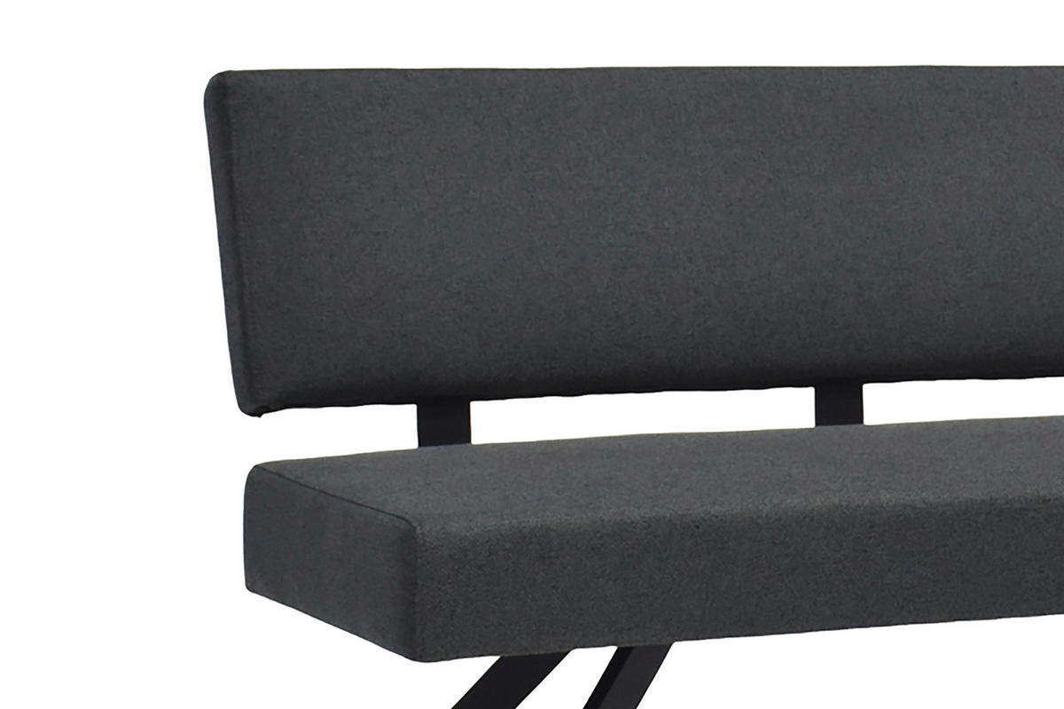 SITZBANK Dunkelgrau  - Dunkelgrau/Schwarz, MODERN, Textil/Metall (138/83/60cm) - MID.YOU