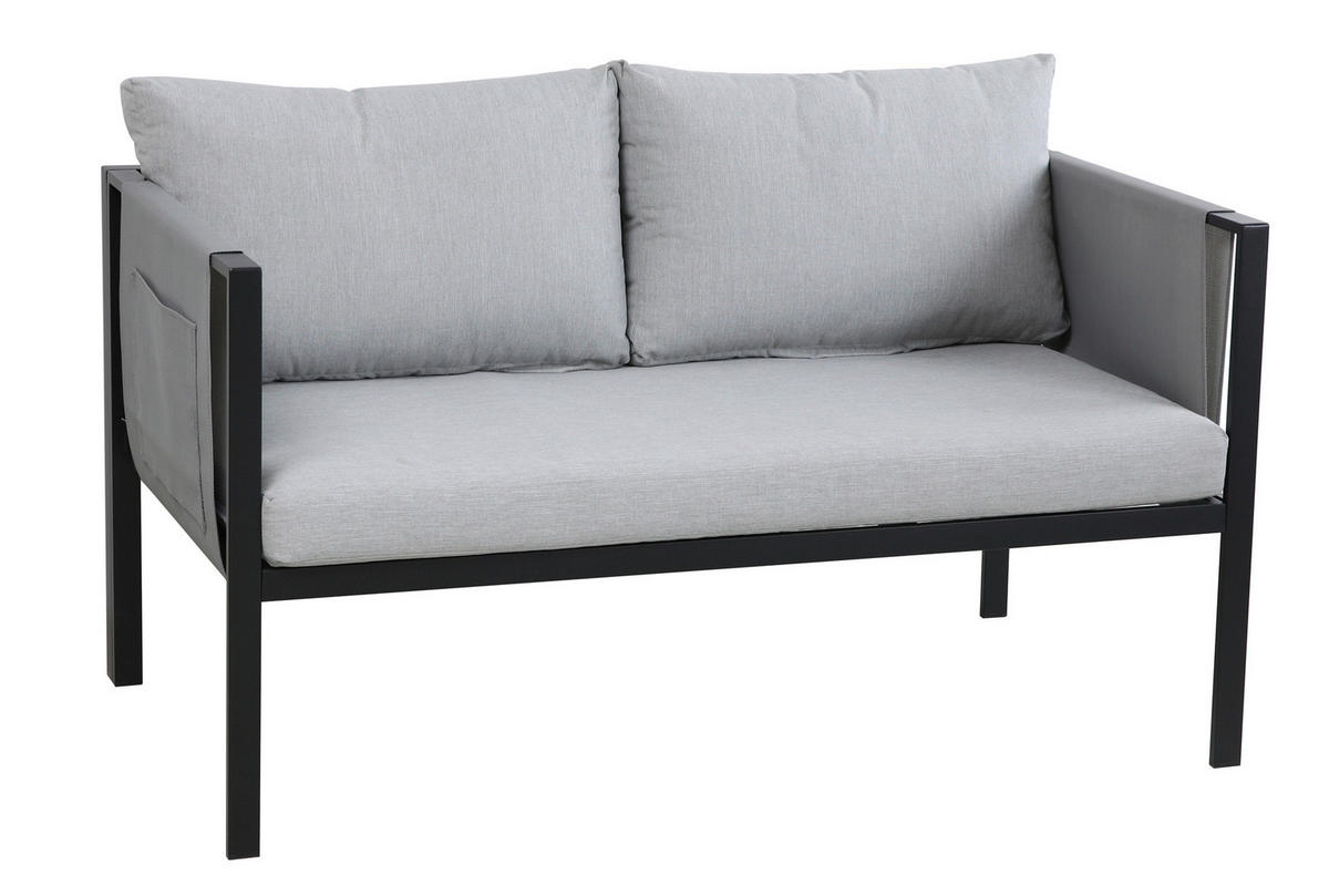 GARTENSET 4-teilig  - Schwarz/Grau, Design, Glas/Kunststoff - Livetastic