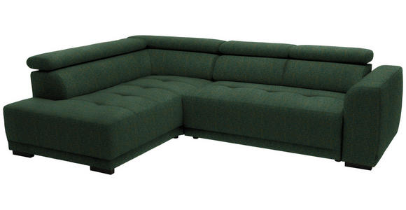 ECKSOFA in Struktur Grün 205/284 cm - Schwarz/Grün, Design, Kunststoff/Textil (205/284cm) - Xora