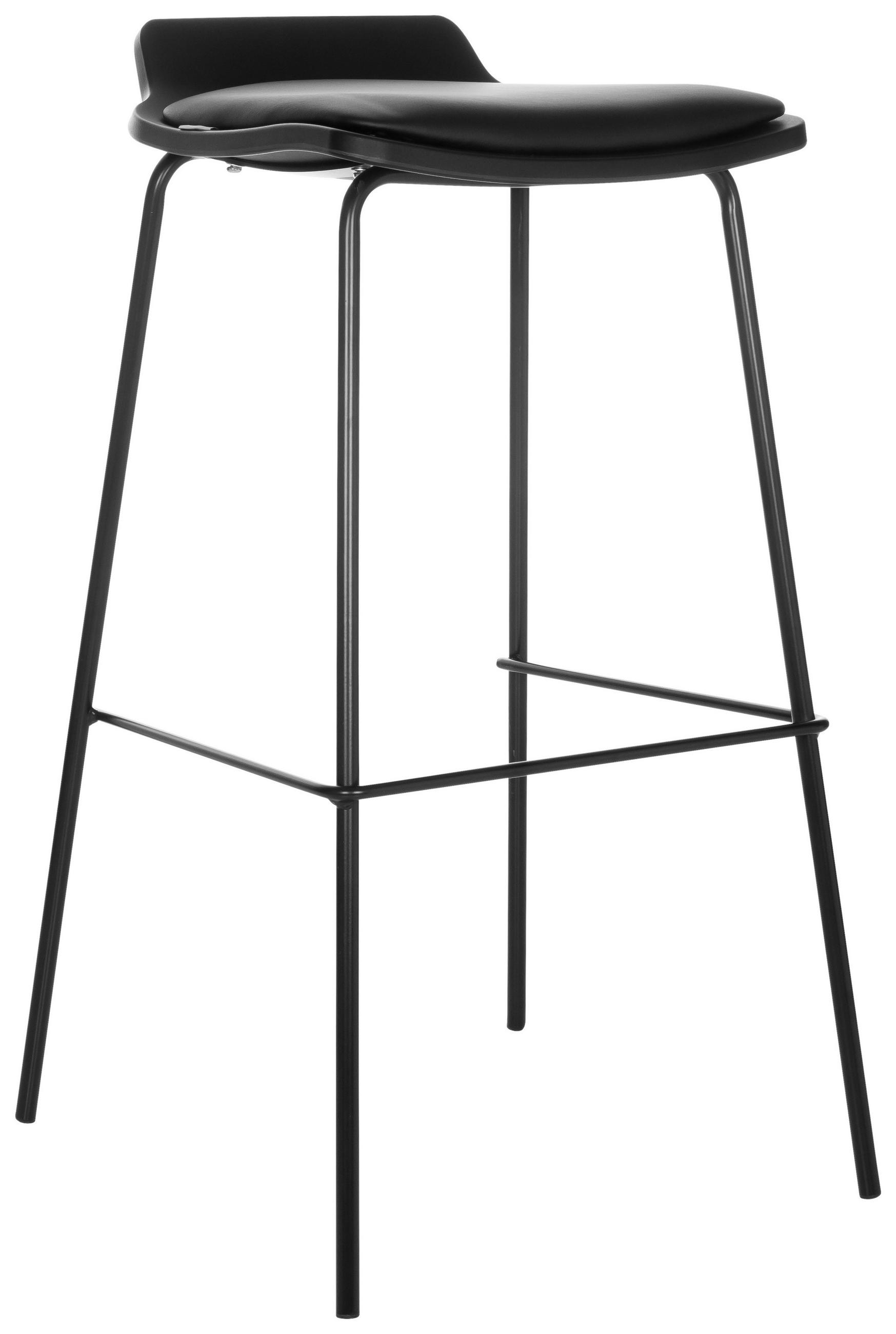 BARHOCKER Lederlook Schwarz stapelbar, abwischbar  - Schwarz, Basics, Textil/Metall (47/82/49cm) - MID.YOU