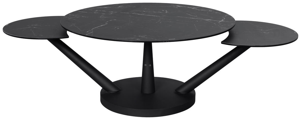 COUCHTISCH ESG 88-150/88/43 cm rund Schwarz  - Schwarz, Design, Glas/Keramik (88-150/88/43cm) - Dieter Knoll