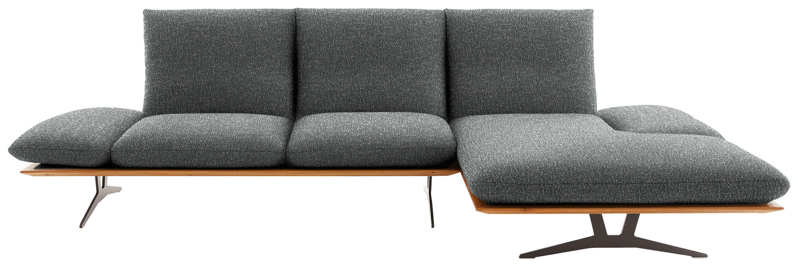 ECKSOFA Flachgewebe Graubraun  - Graubraun/Schwarz, Design, Holz/Textil (314/159cm) - Dieter Knoll