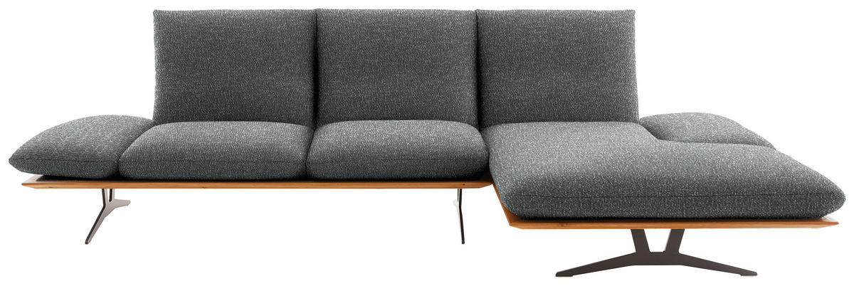 ECKSOFA Flachgewebe Graubraun  - Graubraun/Schwarz, Design, Holz/Textil (314/159cm) - Dieter Knoll