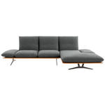 ECKSOFA  in Flachgewebe Graubraun  314/159 cm  - Graubraun/Schwarz, Design, Holz/Textil (314/159cm) - Dieter Knoll