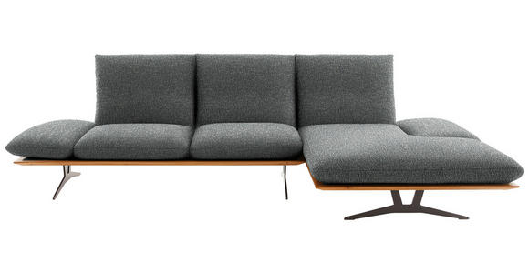 ECKSOFA  in Flachgewebe Graubraun Armteilverstellung, Kopfteilverstellung  314/159 cm  - Graubraun/Schwarz, Design, Holz/Textil (314/159cm) - Dieter Knoll