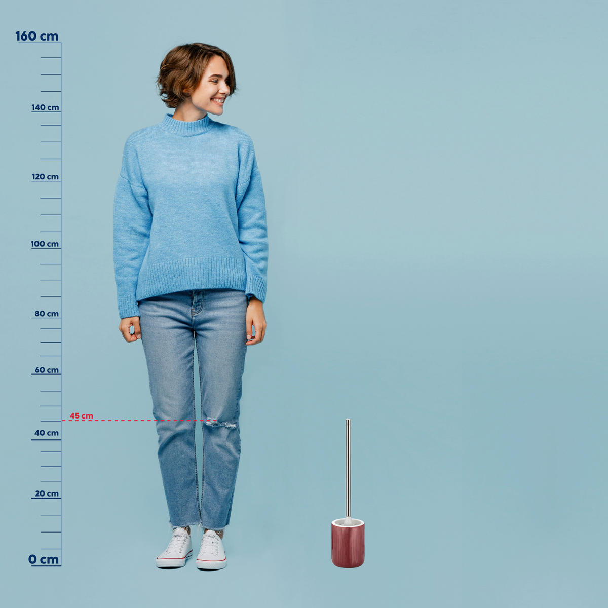 WC-BÜRSTENGARNITUR - Edelstahlfarben/Rot, Basics, Keramik/Kunststoff (10/45cm) - Kela