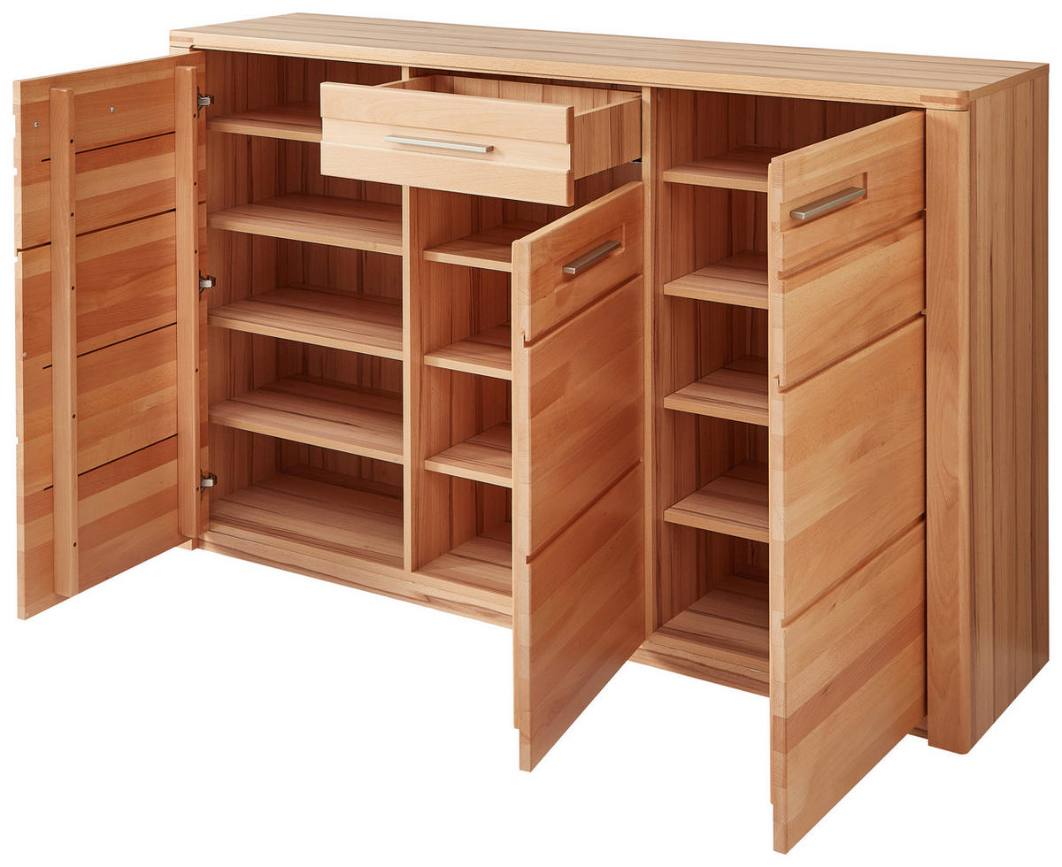 DULAP PENTRU PANTOFI 160/100/40 cm  - culoare lemn fag/culoare inox, Natur, metal/lemn (160/100/40cm) - Linea Natura