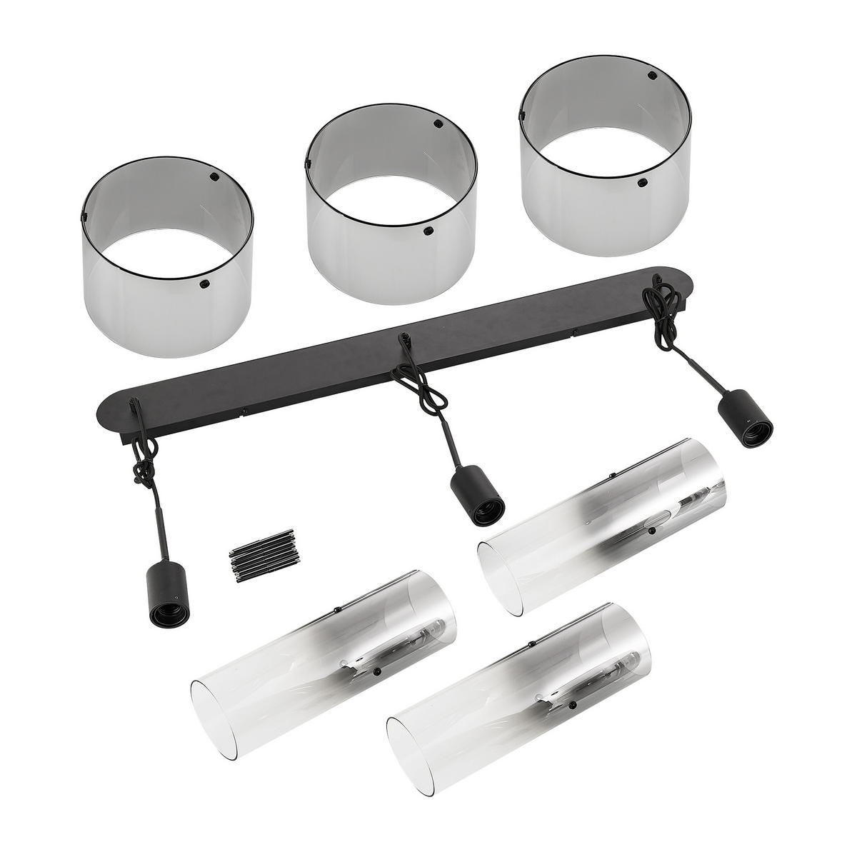 HÄNGLAMPA Eos 97/18/150 cm  - mörkgrå, Design, metall/glas (97/18/150cm) - Dieter Knoll