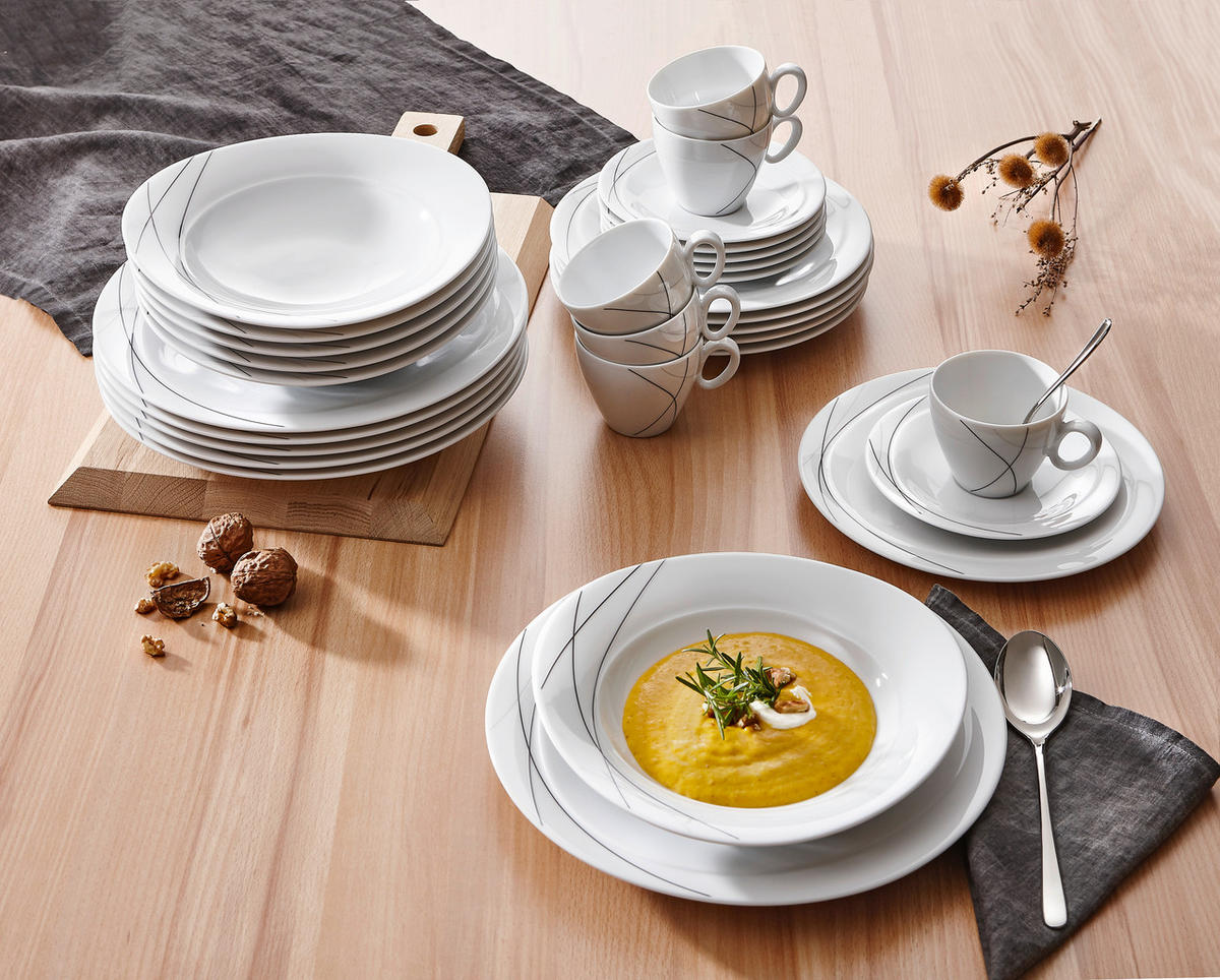 KOMBINOVANÝ SERVIS, 30-dielne, porcelán - biela, Konventionell, keramika - Seltmann Weiden