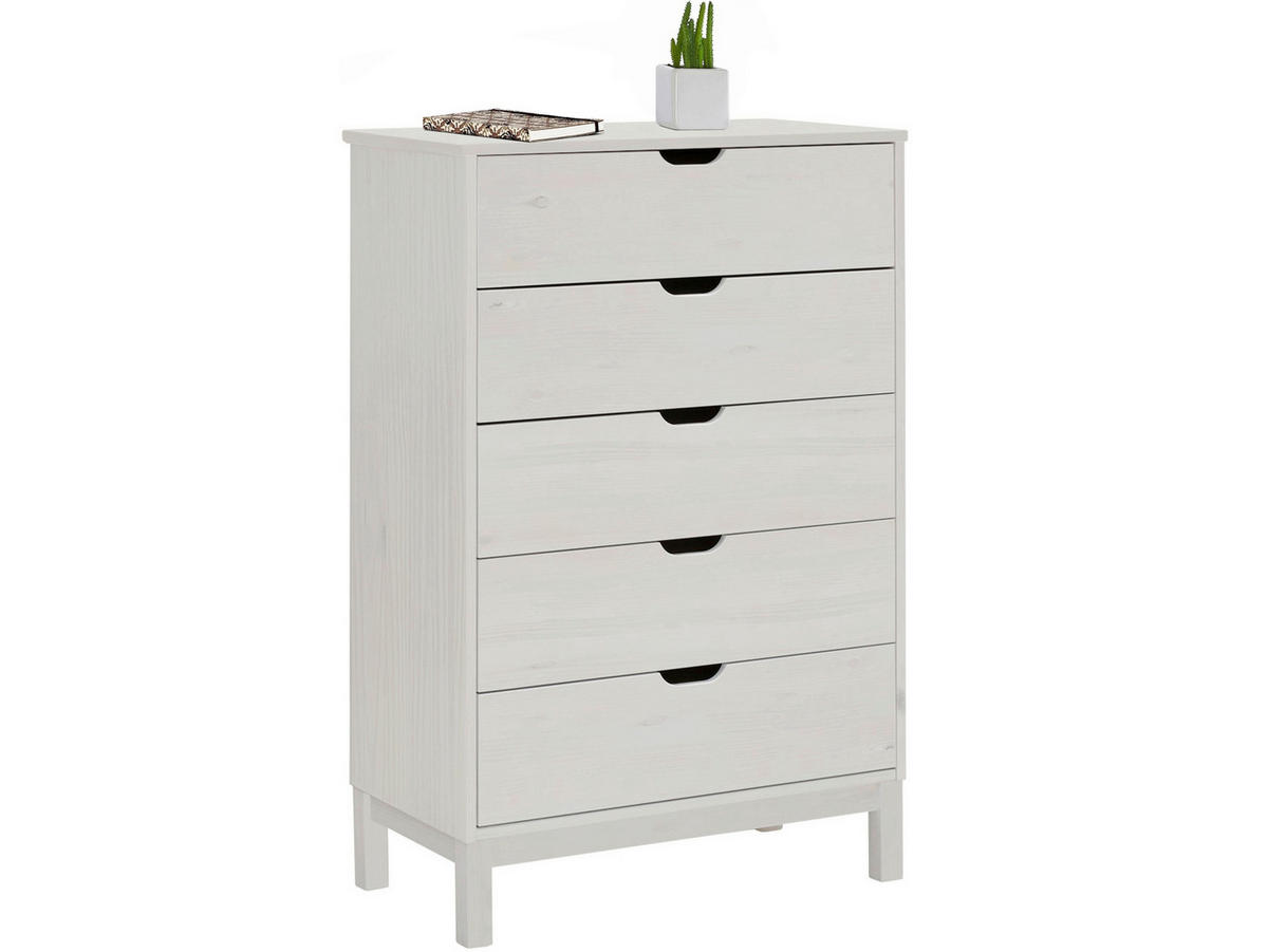KOMMODE POZNAN, 76/113/39 cm, 5 Schublade(n)  - Weiß, Design, Holz (76/113/39cm) - Livetastic