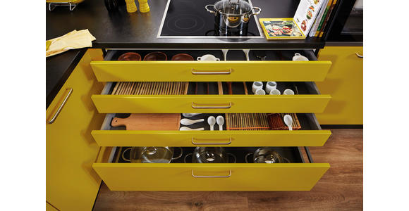 EINBAUKÜCHE   - Currygelb, Design, Holzwerkstoff - Novel