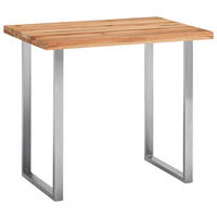 BARTISCH in Holz, Metall 120/80/95 cm   - Edelstahlfarben/Eichefarben, Design, Holz/Metall (120/80/95cm) - Novel