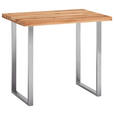 BARTISCH in Holz, Metall 140/80/95 cm   - Edelstahlfarben/Eichefarben, Design, Holz/Metall (140/80/95cm) - Novel
