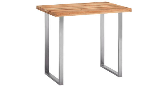 BARTISCH in Holz, Metall 120/80/95 cm - Edelstahlfarben/Eichefarben, Design, Holz/Metall (120/80/95cm) - Novel