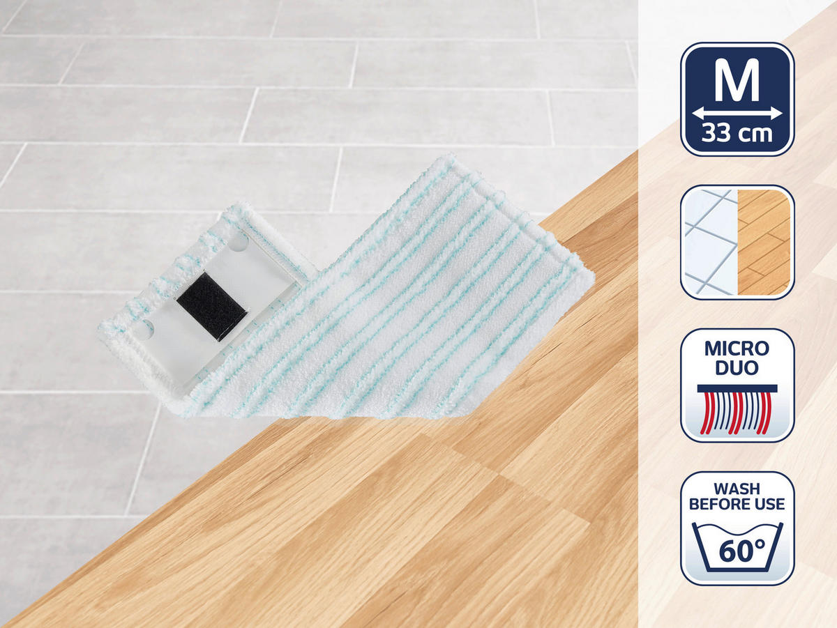 NÁHRADA K MOPU Clean twist M - biela/tyrkysová, Basics, textil/plast (33cm) - Leifheit