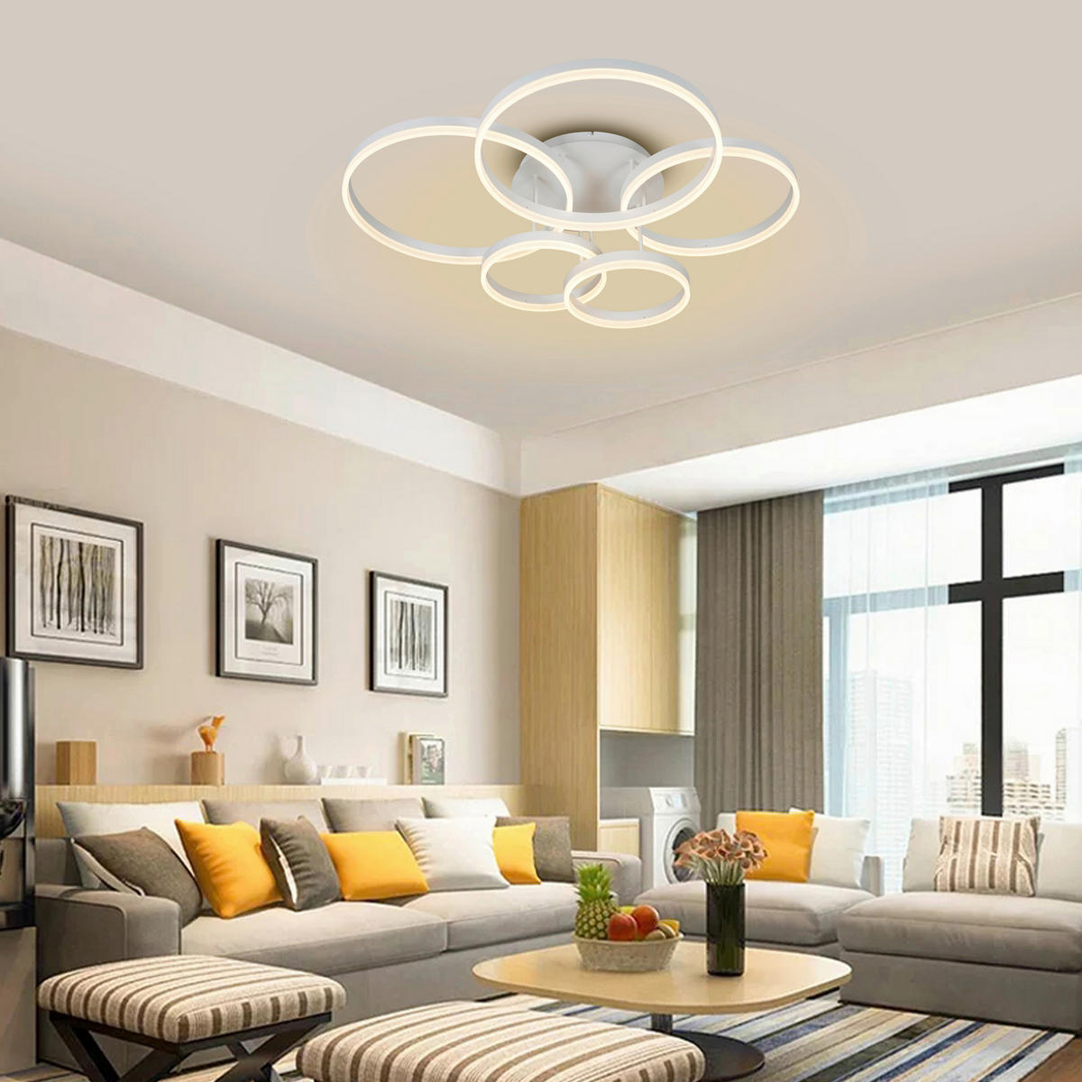 LED-DECKENLEUCHTE Ravello 105/86/22,5 cm   - Weiß, Design, Kunststoff/Metall (105/86/22,5cm)