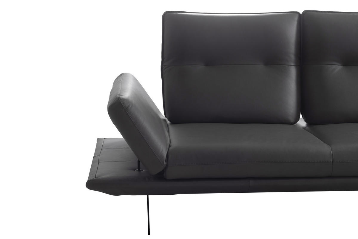 ECKSOFA  in Echtleder Dunkelgrau  291/180 cm  - Dunkelgrau/Schwarz, Design, Leder/Metall (291/180cm) - Celina Home