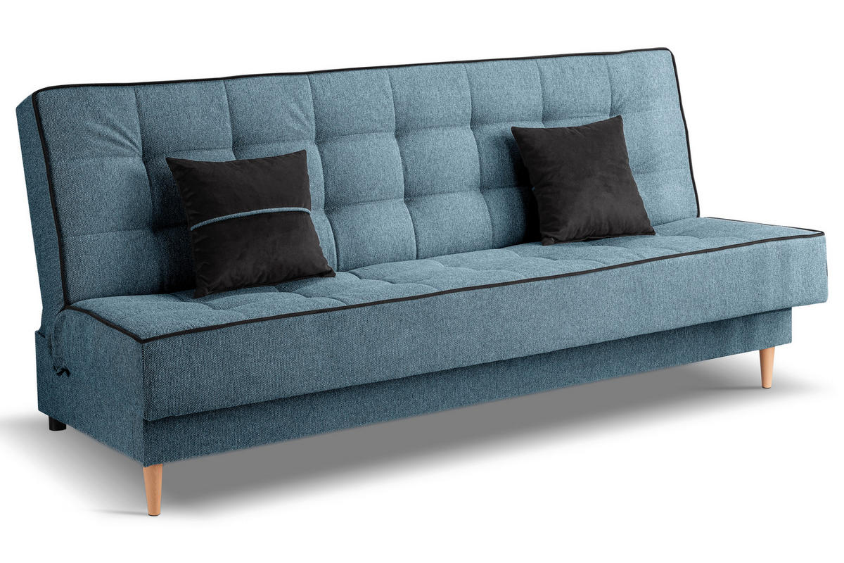SCHLAFSOFA BONO  mit Liegefunktion Struktur Blau  - Hellbraun/Blau, Basics, Holz/Textil (199/91/91cm) - MID.YOU