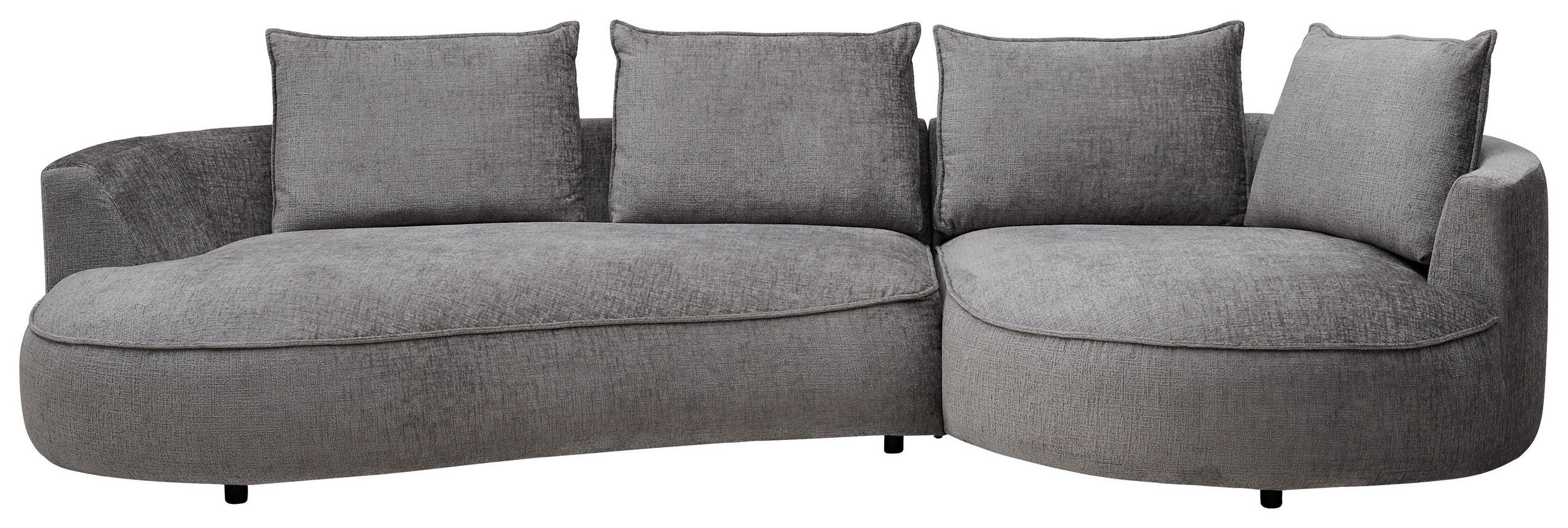 BIGSOFA in Chenille Grau  - Schwarz/Grau, Design, Kunststoff/Textil (322/82/154cm) - home24