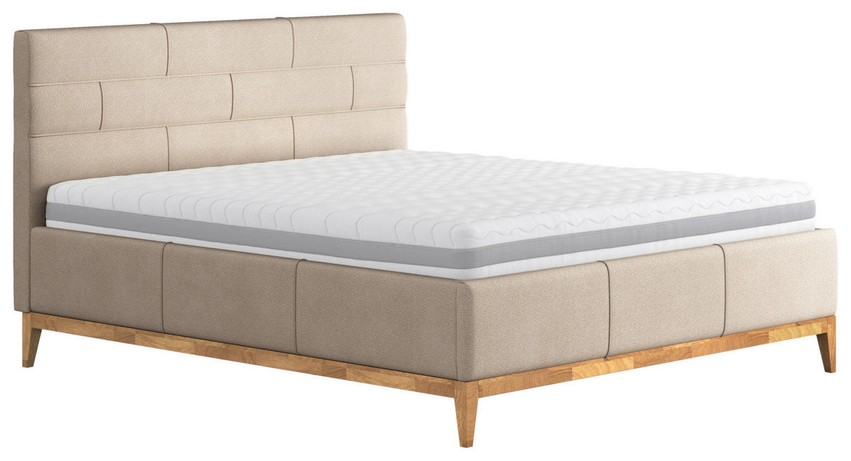 POLSTERBETT Lattenrost, Bettkasten, Matratzen 160/200 cm  in Beige  - Eichefarben/Anthrazit, MODERN, Holz/Holzwerkstoff (160/200cm) - MID.YOU