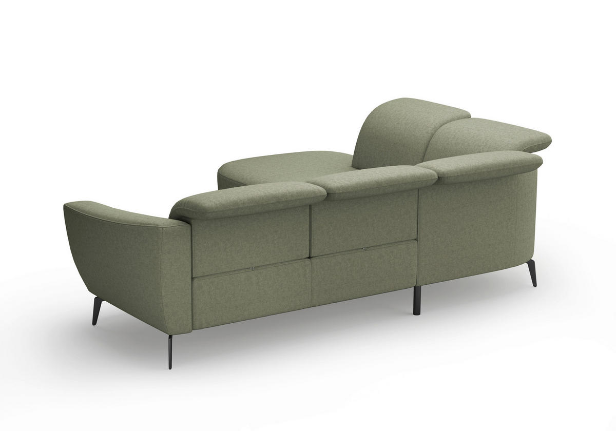 ECKSOFA ZOE E Olivgrün Flachgewebe  - Schwarz/Olivgrün, KONVENTIONELL, Textil/Metall (267/300cm) - Sit & More