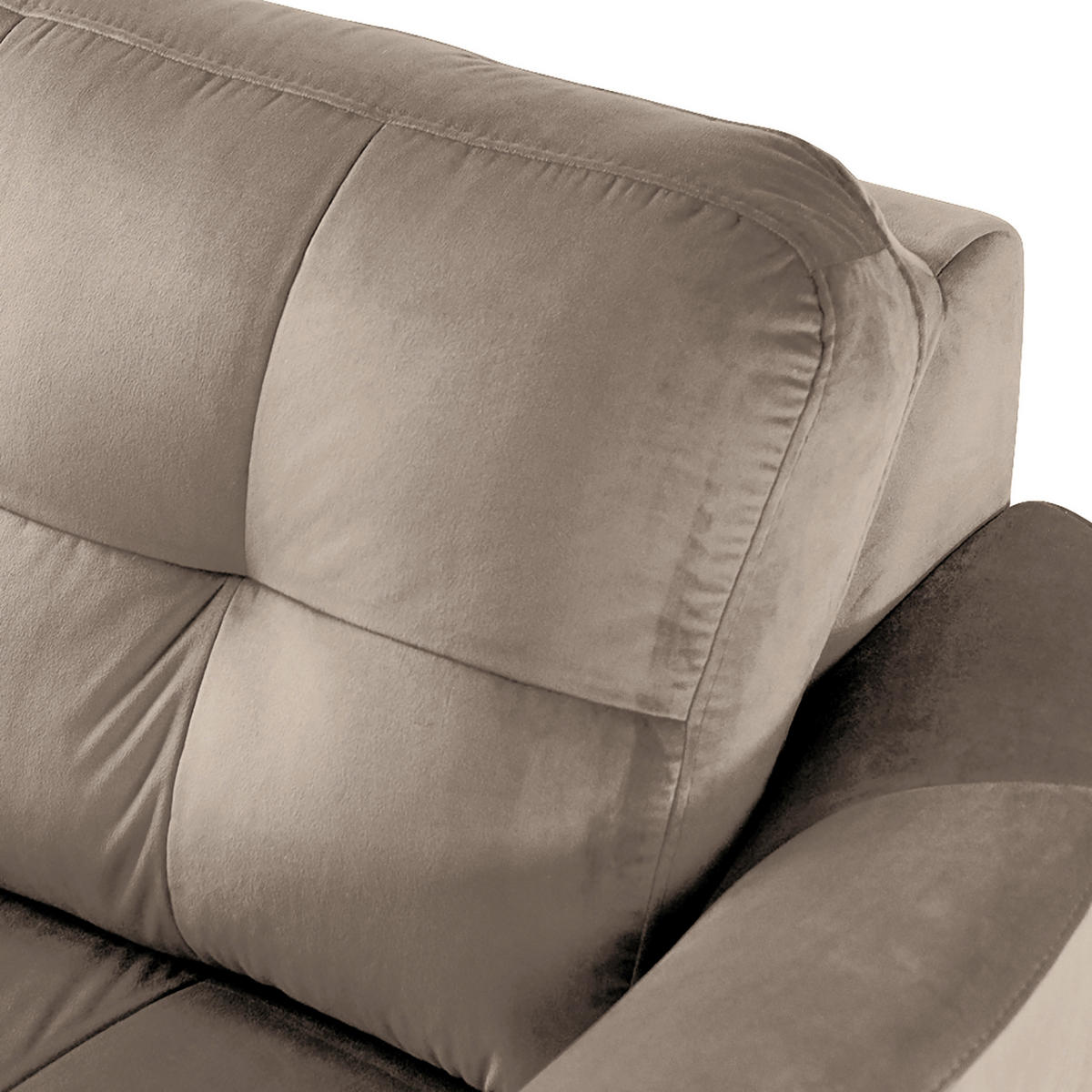 ECKSOFA Beige Samt  - Beige/Buchefarben, Design, Holz/Textil (190/236cm) - Livetastic